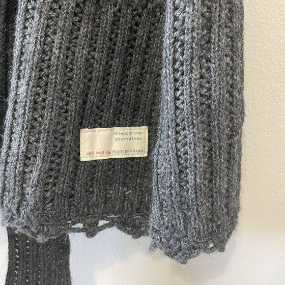 Odd Molly Long Cardigan Sweater S (1) Gray Wool Alpaca Blend 767 Tie Waist - Picture 5 of 15